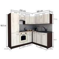 Bucatarie de Colt GENA NEW 7 DR. 180-210, Cu Corp de Cuptor, Wenge / Decor K352